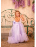 Lilac Satin Tulle Flower Girl Dress With Cute Bows